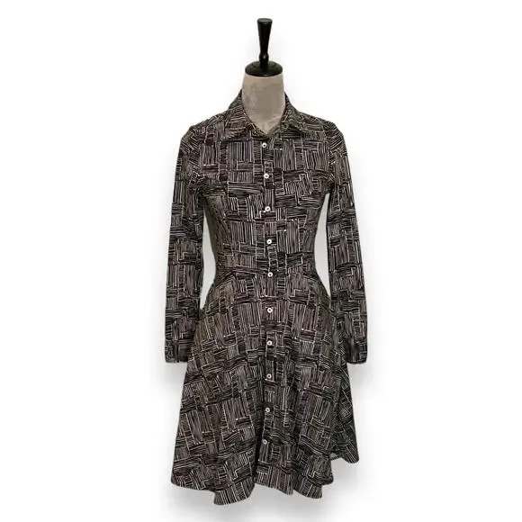 SERENA & LILY Geometric Shirt Dress Size 2 - Picture 2 of 4